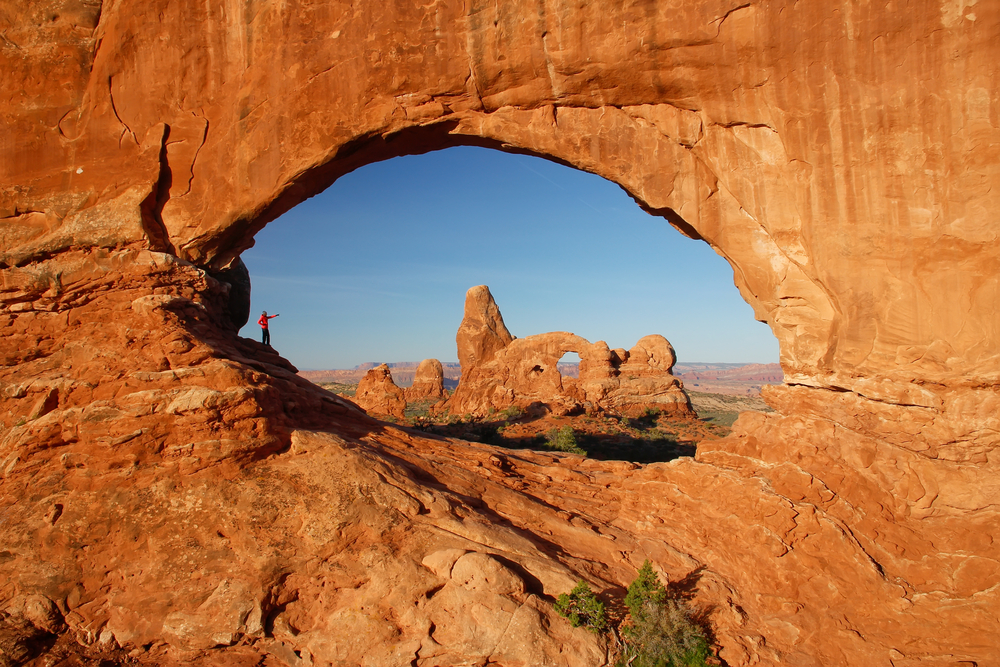 Turret Arch seen from North Window Arch, Arches National Park, Utah